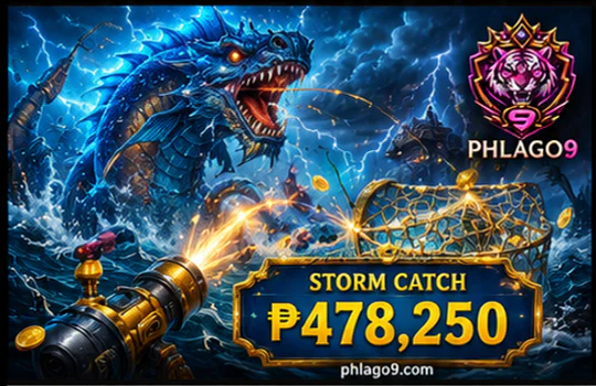 PHLAGO fishing interface with moving targets, aiming lanes, and cannon controls